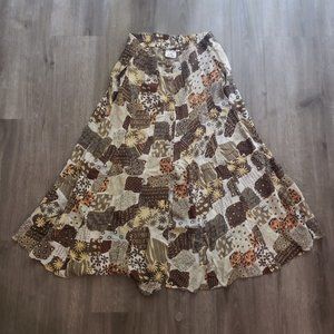 vintage patchwork dead stock maxi skirt 70's